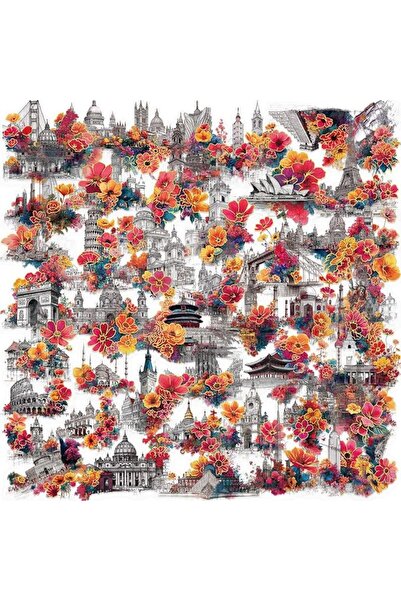Generic 50Pcs Transparent Window Scene Sticker Set Clear PET Floral Clings fo...