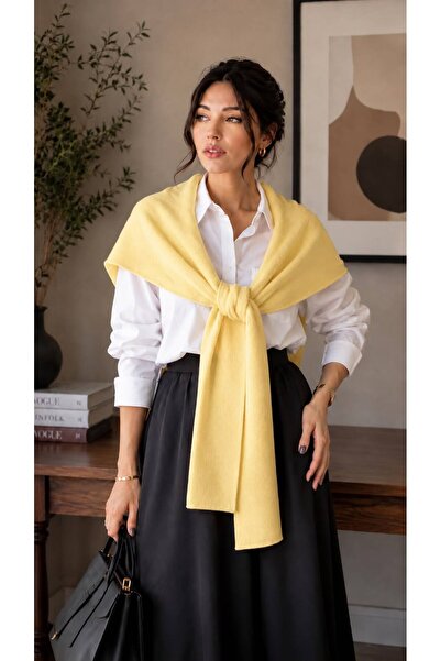 STF MODA Knitted Scarf Shawl with Tie-On Shoulder Scarf