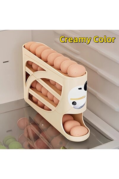 Choice1 28 to 30 Eggs Creamy Color 3-Tier Rolling Egg Storage Container for R...