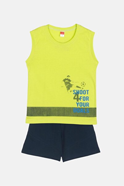 JOYCE Σετ βερμούδα αγόρι "Shoot for your goals" λαχανί