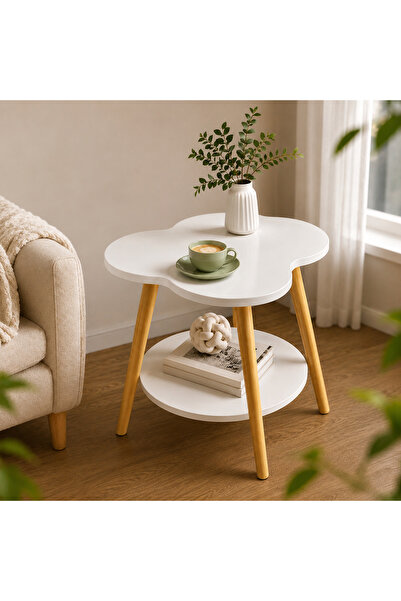 OEM Coffee Table with Storage Shelf, 50 x 40 x 40 cm, White Top