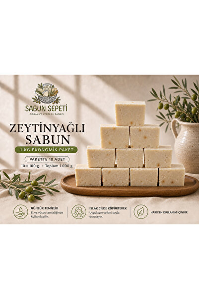 Zeytinyağlı Katı Sabun 10'lu Ekonomik Paket 10 x 100 g (1 Kg)