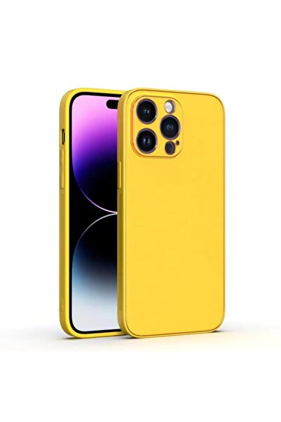 Yolo Husă pentru iPhone 14 Pro, Piele, Margine TPU, Galbenă