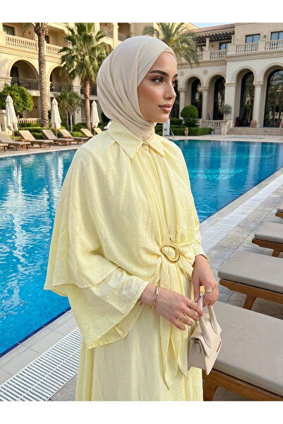 Kirazca Butik Women's Hijab Dress with Detachable Cape and Buckle