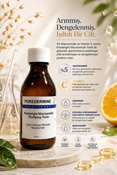 Puredermine Niasinamid Arındırıcı Tonik & Niasinamid + C Vitamini ile Işıltıl...