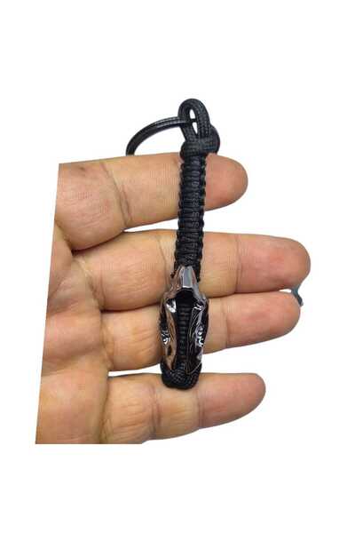 moonparacord سلسلة مفاتيح أسيسان مزينة بالخرز باللون الأسود النيكل