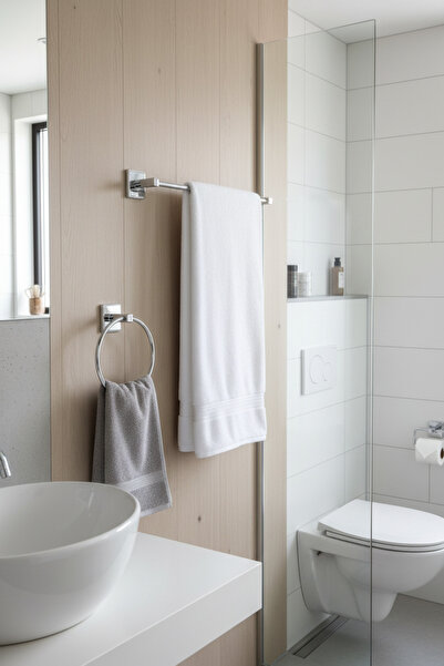 Simply Now Adhesive & Screw Mounted Chrome Bathroom Set - 3-Piece Metal Bathr...