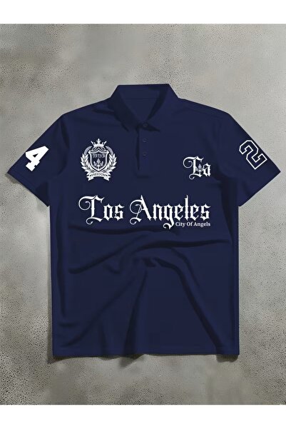 l'eivor Polo Collar Regular Fit Los Angeles Printed Men's T-Shirt