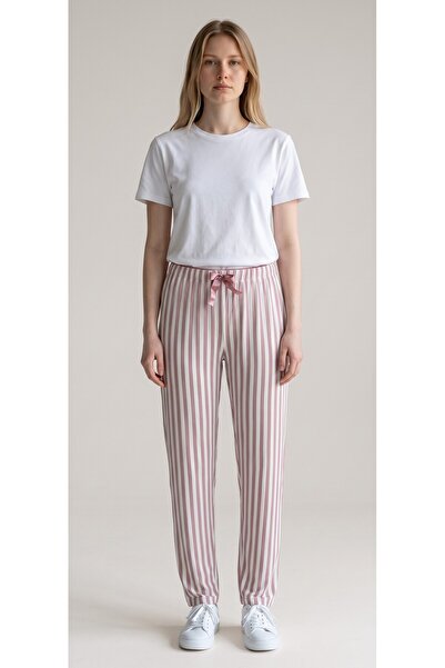 Generic Brand Women's Pink Striped Viscose Pajama Bottoms – Soft Comfortable ...
