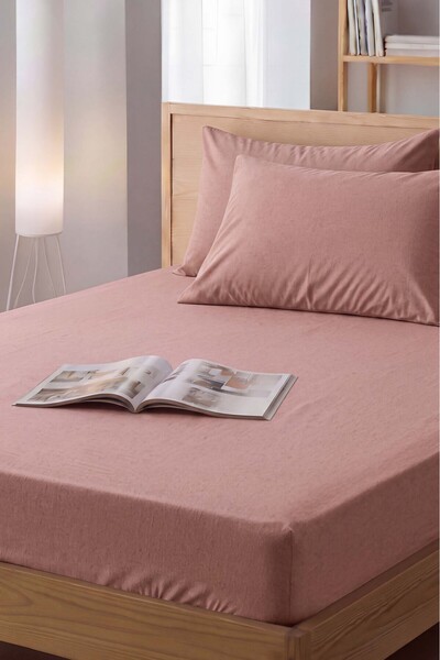 Rivaİstanbul Powder Brown Cotton Double Elastic Bed Sheet 160X200