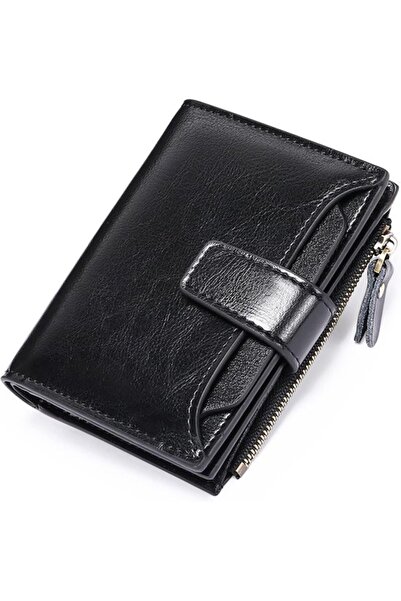 STARSTAR Women's PU zipper wallet burgundy RFID slim card holder.