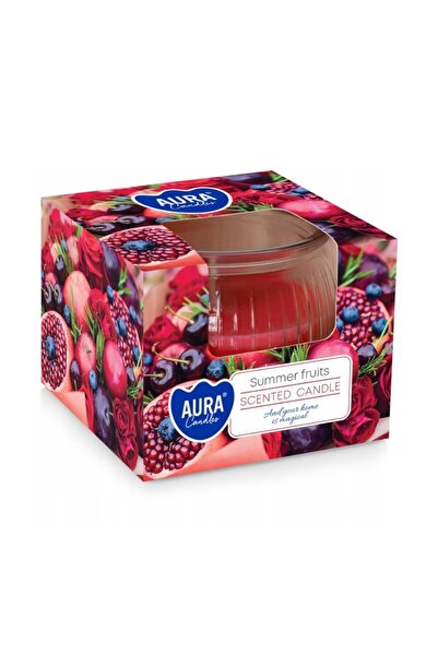 AURA Set 4 x Lumanare Parfumata in Pahar, Fructe de Vara, Timp de Ardere 18 Ore,