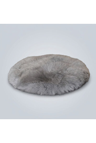 OtherMax Covor din Blană Artificială Covoraș Rotund 90 cm Moale Fir Lung Cenu...
