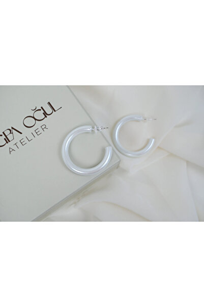 ATELİER TUĞBA Kp640 Sedefli Ring Earring (Inner Diameter 25 mm)