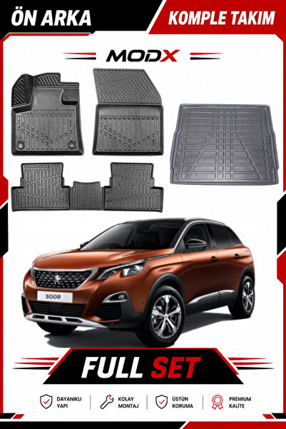 MODxAUTO Peugeot 3008 Crossover 2022 Model 5D Havuzlu Paspas + 3D Üst Bagaj H...