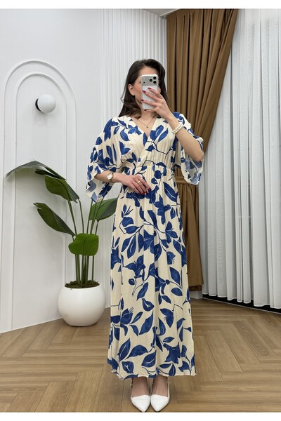 R-Style Patterned Double-Breasted Dress