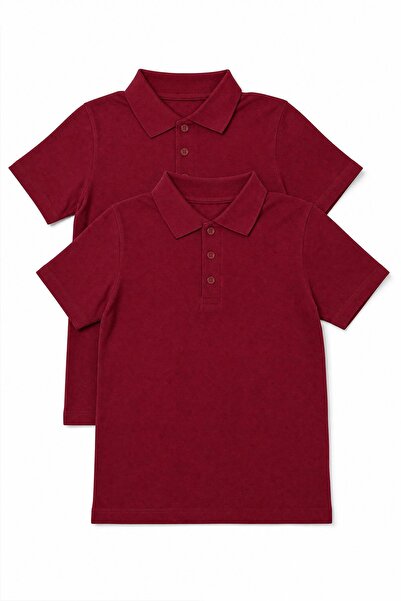 Perendi Unisex Children's 2-Piece Polo Collar Short Sleeve School T-Shirt