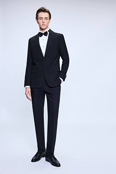 Hatemoğlu Siyah Slim Fit Sivri Yaka Damatlık