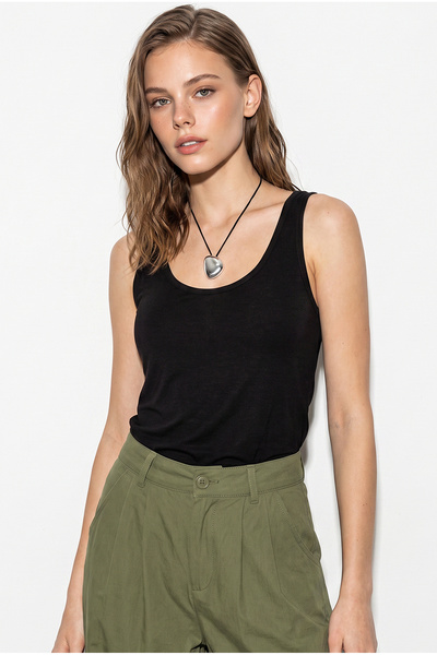 Bianco Lucci Women's Draped Viscose Basic Tank Top 60382617