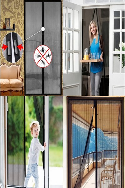 NİSİBİS HOME Siyah Mıknatıslı Kapı Sinekliği 95X205 Cm Ve Çiftbantlı