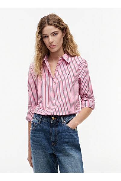 Tommy Hilfiger YAZLIK POPLİN DÜZ GÖMLEK