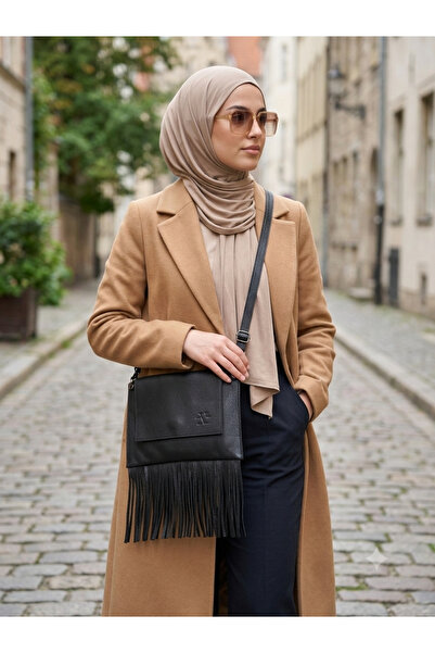 valentina victoria Valvic Genuine Leather Tasseled Crossbody Women's Bag