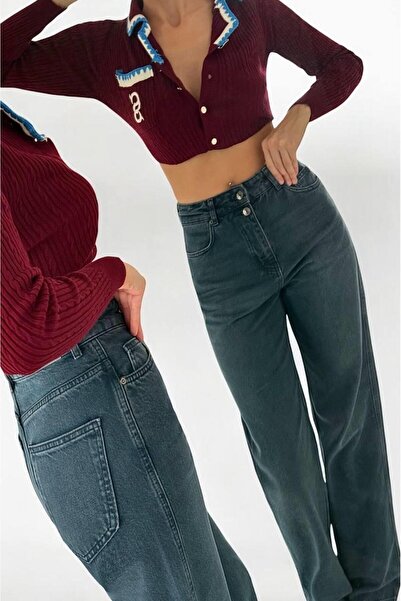 Clothes Fast Women's Mossy High Waist Straight Jean Pants 5 Pockets Long Leg ...