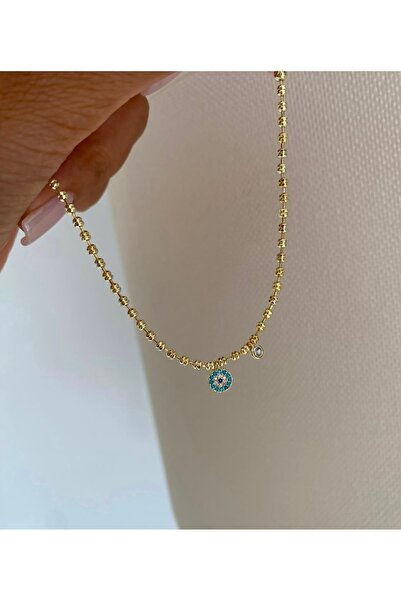 Bade Jewelry Fd Vip Gold Doricali&Stone Evil Eye Detailed Anti-Tarnish Steel ...