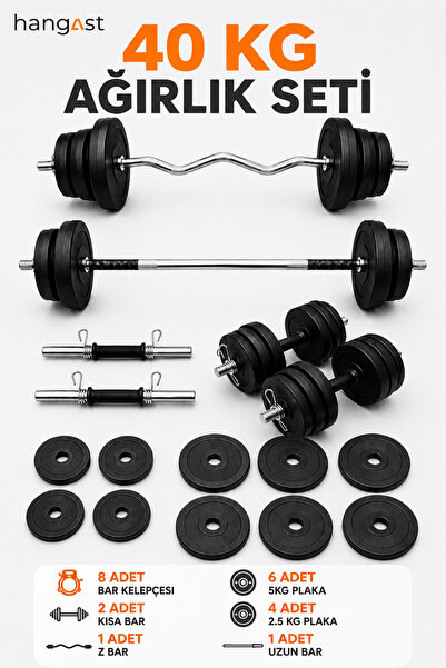HANGAST Z Barlı Halter Seti ve Dambıl Seti Ağırlık Fitness Vücut Geliştirme Seti