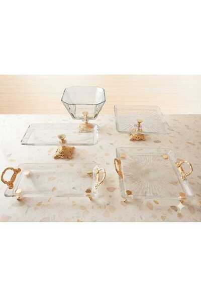 Buldem 5 Piece Gold Plated Glass Presentation Set - Stylish Breakfast and Ser...