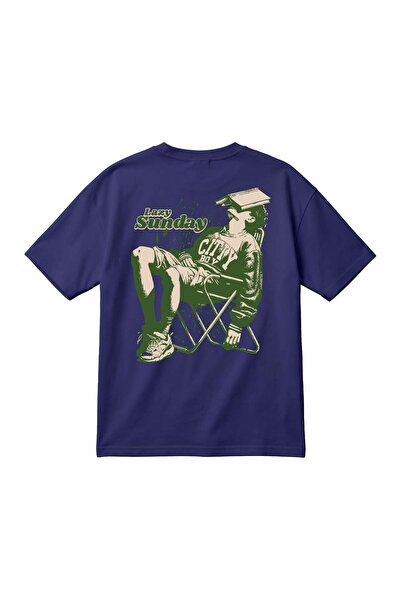 barsdepo Tricou unisex oversize cu imprimeu Lazy Sunday – Vintage Streetwear ...