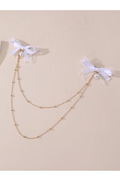 Take Two By Styli Lace Bow Chain Hair Clip