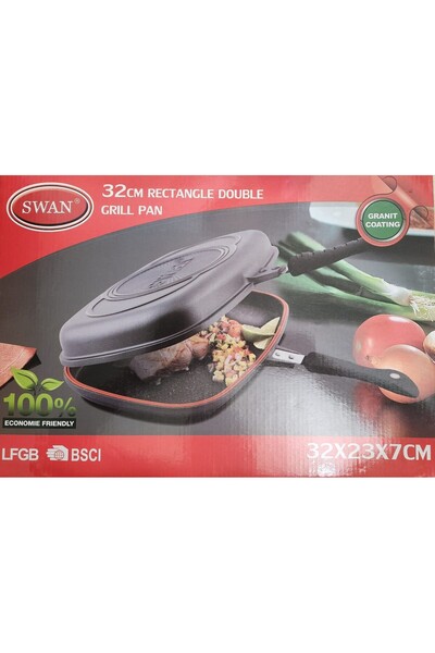 Swan Tigaie dubla Grill dreptunghiulara, invelis interior antiaderent granit ...