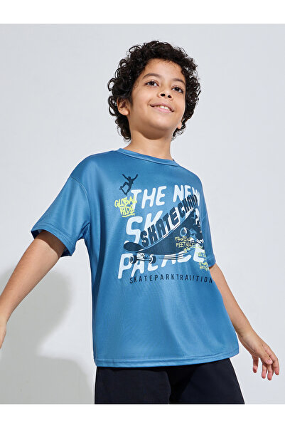 Styli Teen Boys Blue Graphic Print Relaxed T-Shirt