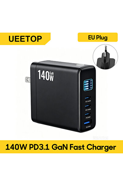 Choice4 EU Plug 4-Port 140W GaN Charger For iPhone 17 16 15 S26 Laptop PD3.1 ...