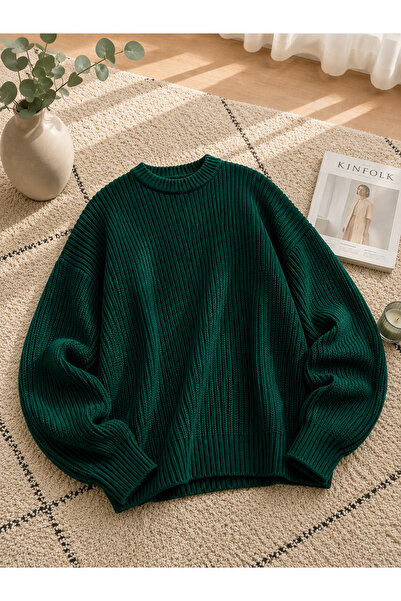 DepoExport Women's Premium Oversize Soft Crew Neck Knitwear Sweater