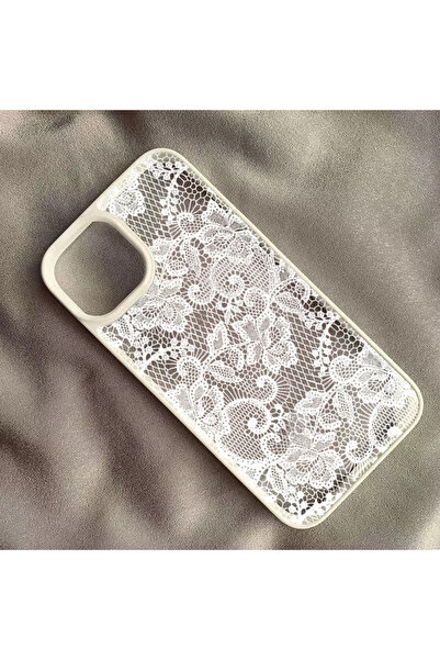 Choice21 iPhone 14 White B Vintage White Lace Floral Advanced Design Phone Ca...