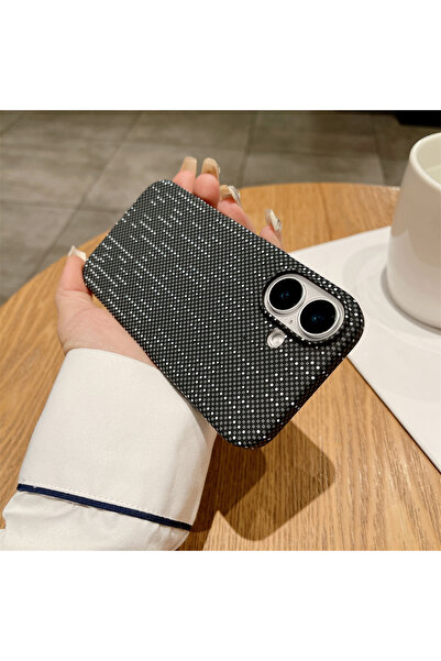 Choice iPhone 16 Black Grid Luxury Carbon Fiber Kevlar Pattern For Magsafe Ma...
