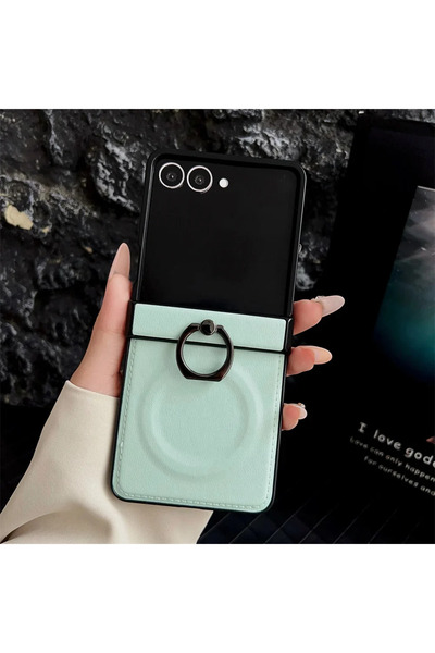 Choice1 Galaxy Z Flip7 Green PU Leather Phone Case For Z Flip 7 FE 6 5 4 3 Fl...