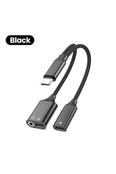 Choice1 Black 3 in 1 Type-C To 3.5mm Dual Headphone Adapter Multi-functional ...