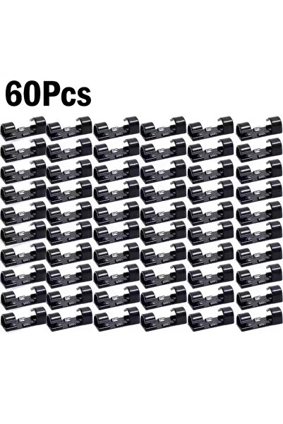 Choice 60X-Black Cable Clips Organizer Drop Wire Holder Cord Management Self-...