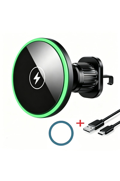 Choice1 Black with cable Magnetic wireless car charger holder with LED light ...