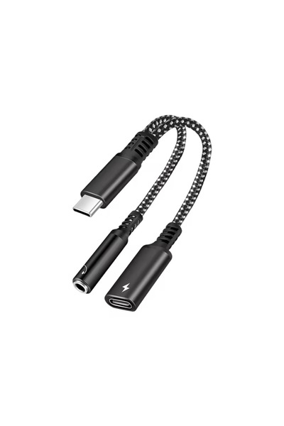 Choice Black 2in1 USBC To 3.5mm Headphone Jack Type C PD 10W Charge Audio Aux...