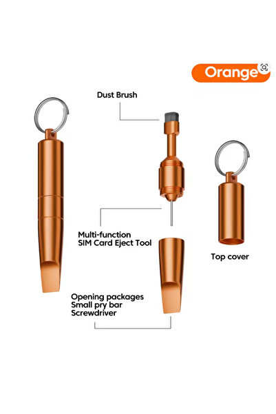 Choice Orange 3 in 1 SIM Card Ejector Pin Portable Keychain Earphone Cleaning...