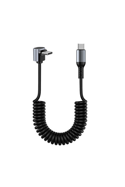 Choice8 1.5m Black UD C-C 100W Right Angle Coiled USB C Charger Cable,90 Degr...