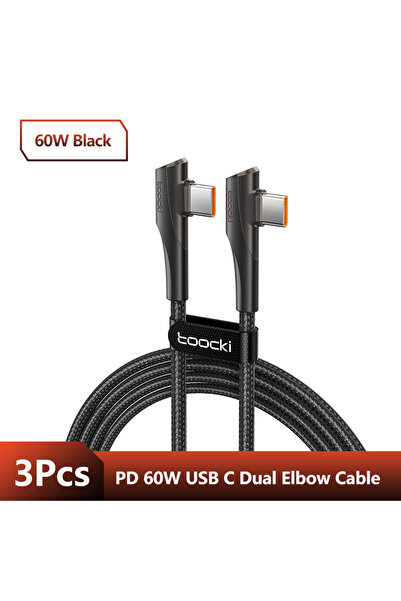 choice2 toocki 2m 3Pcs 60W Black Toocki 3/5Pcs PD 60W 100W USB C Cable 5A Fas...