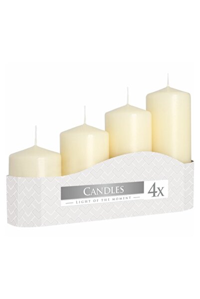 LCA Set 2 x Lumanare Stalp - Crem 5cm x h 7cm / 9cm / 11cm / 13cm