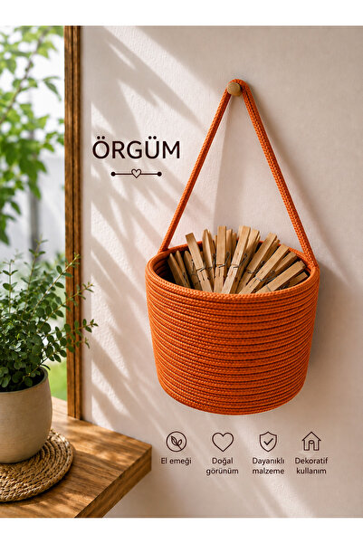 ÖRGÜM Basket Peg Basket Decorative Multi-Purpose Organizer 15X15 cm Pegs Not ...