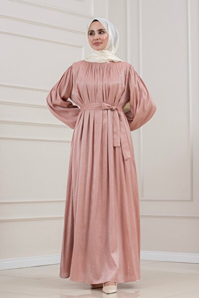 Sevitli Glittery Evening Dress-Dried Rose