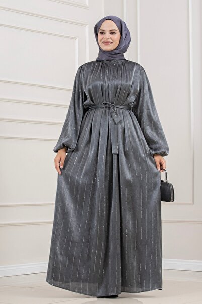Sevitli Silvery Evening Dress-Anthracite
